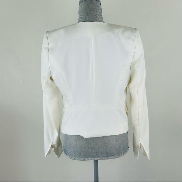 H&M Chic Women's SZ 10 Blazer Jacket Front Faux Pockets Lined Open Style Stretch - Picture 6 of 14